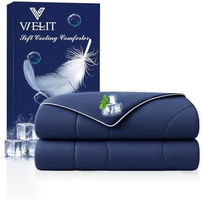 Vielit Cooling Comforter King Size for Hot Sleepers & Night Sweats, Luxury Lightweight Cooling Blanket, Soft Dual-Sided Breathable Summer Comforter,Q-Max>0.425,Machinewashable,90x106,Nightblue