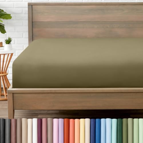 Bare Home Twin Fitted Sheet - 1800 Ultra-Soft (Twin, Olive)