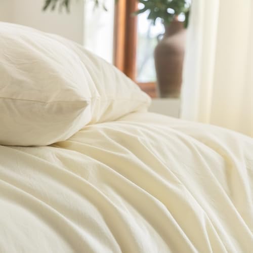 FOSSA Duvet Cover Set 100% Washed Cotton Linen Feel Oversized King