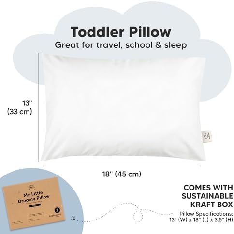 KeaBabies 1pk Toddler Pillows 2 Year Old to 5,13x18 Kids Pillow(Soft White)