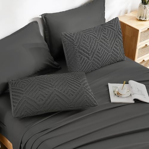 Andency King Size Comforter Set, Dark Grey, 7 Pieces