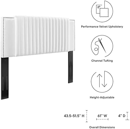 Modway MOD-6662-WHI Felicity Channel Tufted Performance Velvet Full/Queen Headboard, White