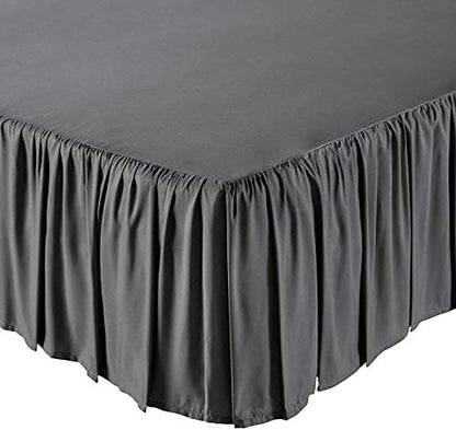 Mattress-Homes Ruffled Bed Skirt Split Corners with Platform, Tailored Fit Wrinkle Free Ultra-Soft Microfiber Dust Ruffle, Upto 14" Drop, Queen, Dark Grey