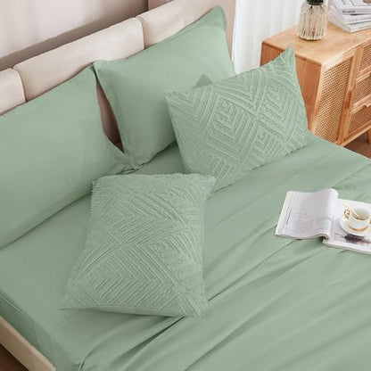 Andency King Size Comforter Set, Sage Green, 7 Pieces