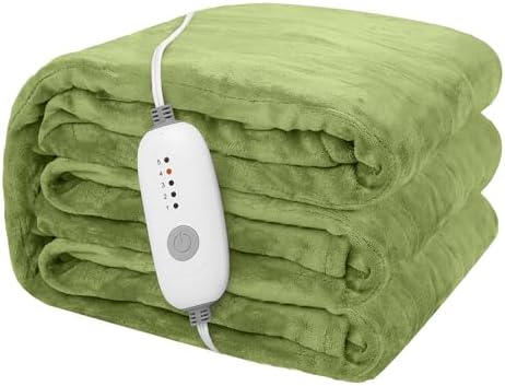 Electric Heated Blanket Full Size 72"x84", Light Grass Green