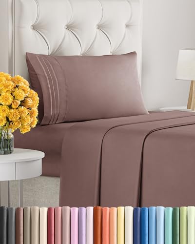 Twin XL Size 3 Piece Sheet Set - Ultra Soft & Cooling Bed Sheets - Clay