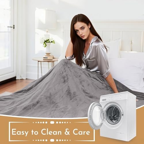 Electric Heated Blanket 84"x90" Queen Size, Light Grey
