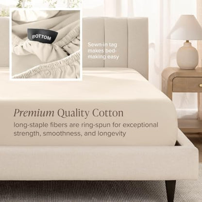 Bare Home 100% Organic Cotton Sateen Sheet Set (Queen, Sand)