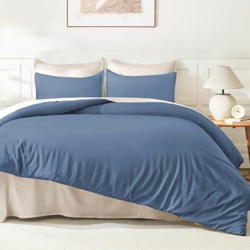Litanika Haze Blue Super King Plus Comforter Set, 3 Pcs Solid Bedding Set