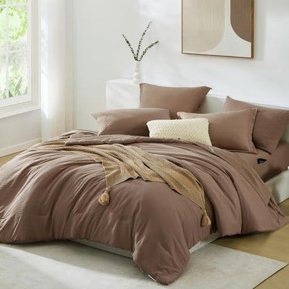 King Size Comforter Set- 7 Pieces Prewashed Bed in a Bag King Bedding Sets