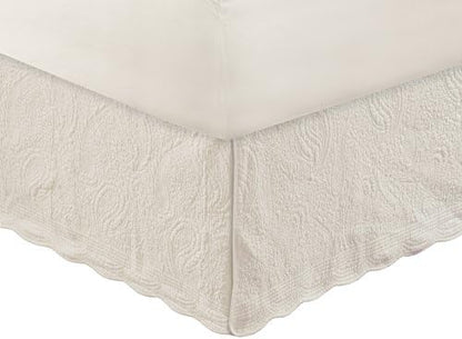 Greenland Home GL-1710GBKQ Paisley Quilted Bed Skirt, Ivory, Queen
