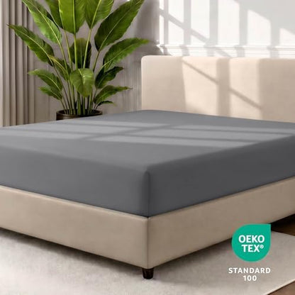 Bare Home Twin Fitted Sheet - 1800 Ultra-Soft (Twin, Grey)