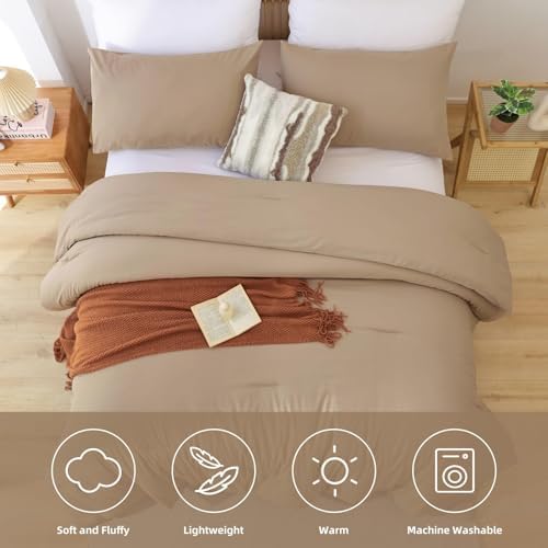 ROSGONIA Alaskan King Comforter, Taupe, 136x120 Soft Bedding Blanket Quilt