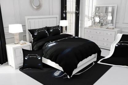 Black Race Car Comforter Set Queen Size,Race Car Room Decor for Boys,Sports Bedding Sets for Kids Boys Girls Teens,Cars Racing Games Bedding Comforter Set,Luxury Soft With 2 Pillow Cases Bedroom Decor
