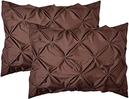 Elegant Comfort 2-Pack Sham Set Pinch Pleat Design, 1500 Premium Hotel Quality Microfiber, Stylish Design-Easy Care, Wrinkle and Stain Resistant, 2-Piece Sham Set, Pleated Standard/Queen, Brown