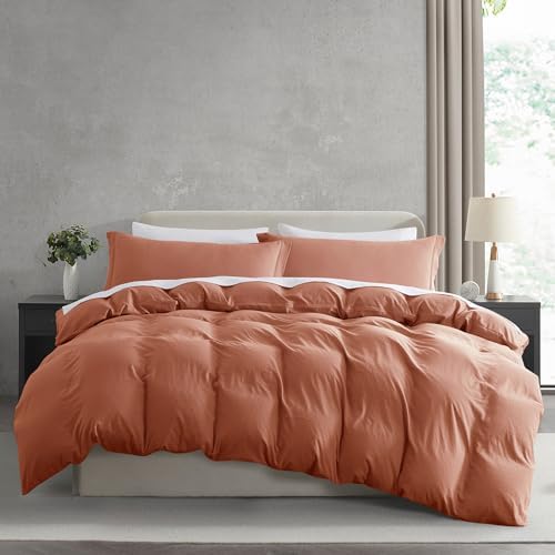 Hearth & Harbor Prewashed Full Duvet Cover Set, Rust