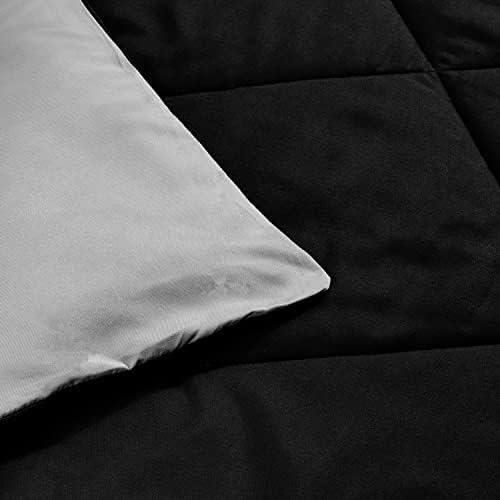 Amazon Basics Comforter Blanket, Reversible, Lightweight Microfiber, All Season, Soft Plush, Machine Washable, Twin/Twin XL, Black/Grey (Pack of 2)