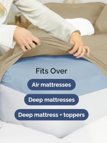 Extra Deep Pocket Cal King Size Sheet Set - Breathable & Cooling - Beige