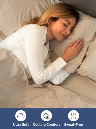 Extra Deep Pocket Queen Size Sheet Set - Breathable & Cooling - Cream