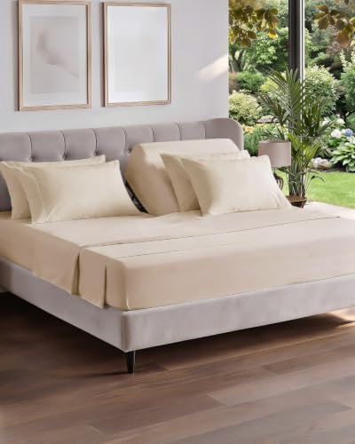 Flex Top Split Head King 6 Piece Sheet Set - Breathable & Cooling - Wheat