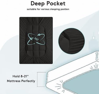 SameBed Mattress Topper Twin,Extra Thick Mattress Pad Cover for Back Pain,Cooling Mattress Protector with 8-21 Inch Deep Pocket,Overfilled Down Alternative Filling,Black