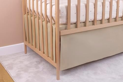Brown Crib Skirt Neutral, Baby Crib Skirt Girl Boy, 52"x28" with 15" Drop Crib Bedskirt, Cotton Bed Skirt, Oeko TEX Certified Cribs Dust Ruffle, Crib's Accessories Boy Girl (Brown Bedskirt)