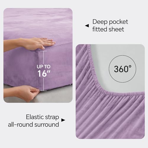 BEDELITE Flannel Sheets Full Size, Lavender, 4 Pieces