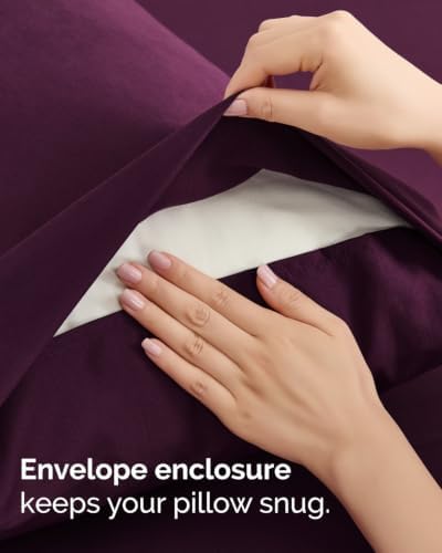 King 6 Piece Bed Sheet Set - Breathable & Cooling Sheets - Deep Purple