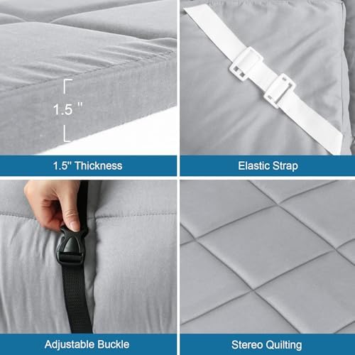 Cot Mattress Topper (Improved Thickness), Foam Quilted Pads for Camping, Soft Comfortable Sleeping Cot Mattress Pad Only, Camping Pad 75"x30" for Camp Cot/Rv Bunk/Narrow Twin Beds, Navy