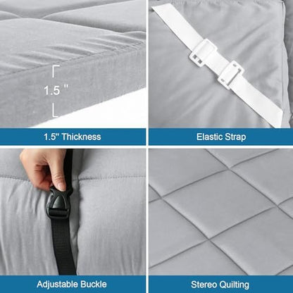 Cot Mattress Topper (Improved Thickness), Foam Quilted Pads for Camping, Soft Comfortable Sleeping Cot Mattress Pad Only, Camping Pad 75"x30" for Camp Cot/Rv Bunk/Narrow Twin Beds, Navy