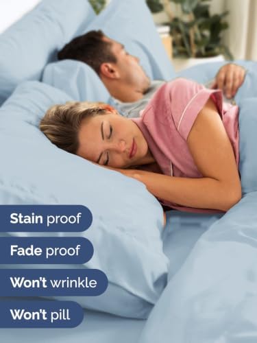 Extra Deep Pocket Full Size Sheet Set - Breathable & Cooling - Sky Blue