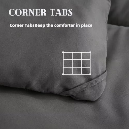DOWNCOOL Comforters Twin Size, Dark Grey Duvet Insert, Lightweight Quilt