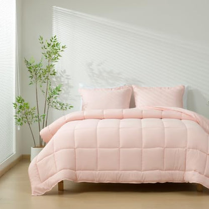 HIG 3pc Peach King Size Bedding Comforter Set Duvet Insert Blanket