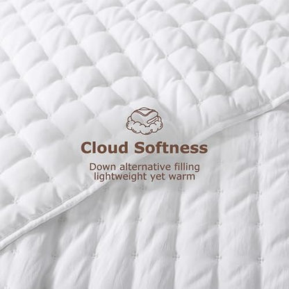 WDCOZY Cloud Soft Quilt Set, Twin Size, All White, 2 Pieces 68x90 inches