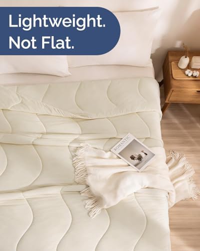 Cooling Comforter Queen Size - Cooling Summer Blanket - 90x90 (Off White)