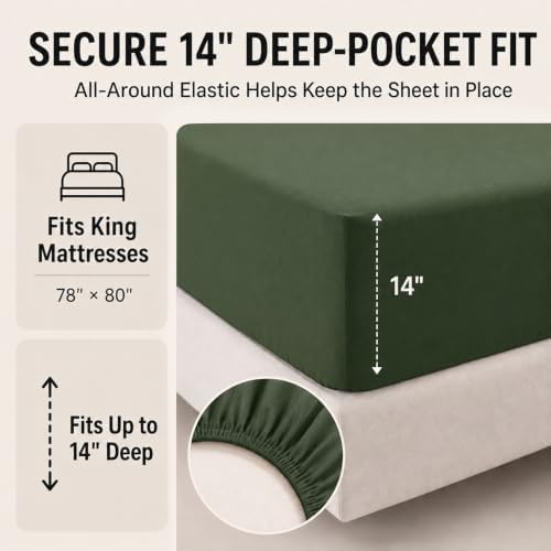 CozyLux King Size Comforter Set Olive Green - 7 Pieces Bed in a Bag
