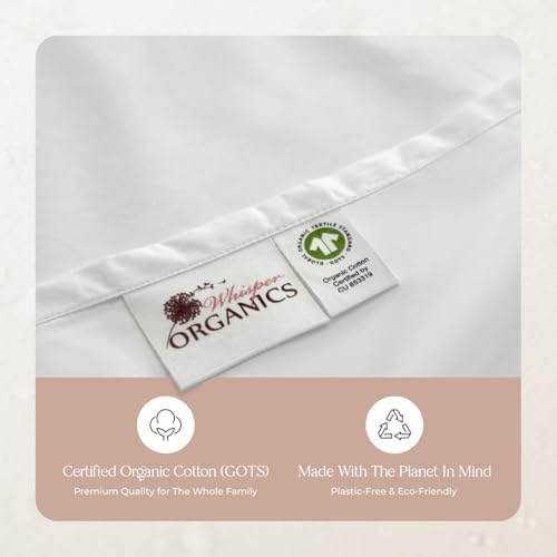 100% Organic Cotton Sheets Cal King - GOTS Certified Cotton Percale Sheets with Crisp Cool & Breathable Percale Weave Perfect for Hot Sleepers - Durable Luxury 4 Piece Set (White, King)
