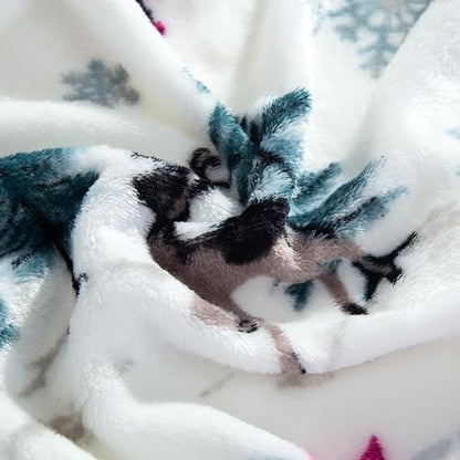 Elegant Comfort Luxuriously Soft 4-Piece Holiday Velvet Plush Flannel Sheet Set - Premium Quality - Cozy Warm, Christmas Fuzzy Velvet Flannel Fleece Deep Pocket Sheet Set - Full, Christmas Wreath