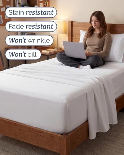Extra Deep Twin XL Sheet Set - 3 Piece College Dorm Room - White