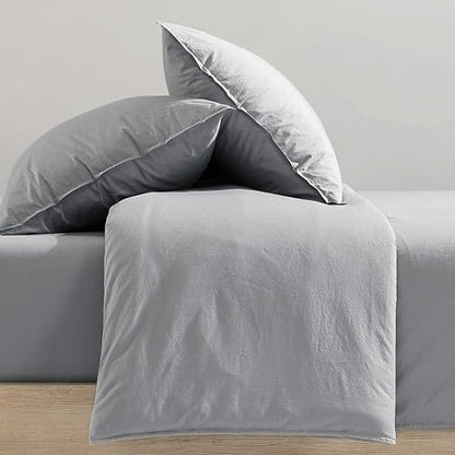 Calvin Klein - Queen Duvet Cover Set, Modern Cotton Washed Percale Bedding with Matching Shams, Cozy Home Decor, Oeko-Tex Certified (Washed Percale Steel Blue, Queen)