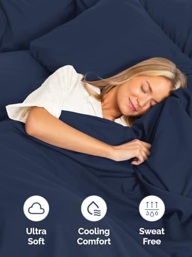 CGK Linens Extra Deep Cal King Fitted Sheet - Fitted Sheet Only - Navy Blue