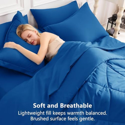 CozyLux Twin XL Comforter Set 68"x88" Classic Blue - 5 Piece Bed in a Bag