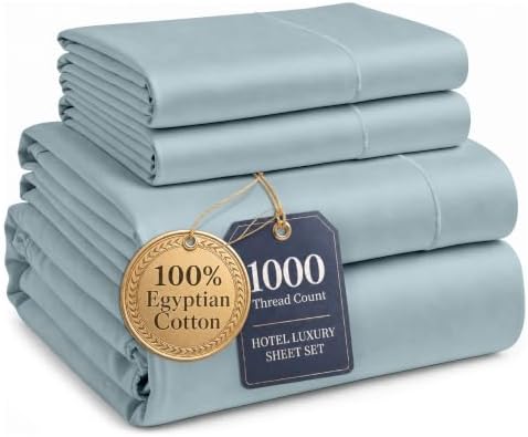 LANE LINEN Queen Sheet Set 100% Egyptian Cotton Sateen - French Blue