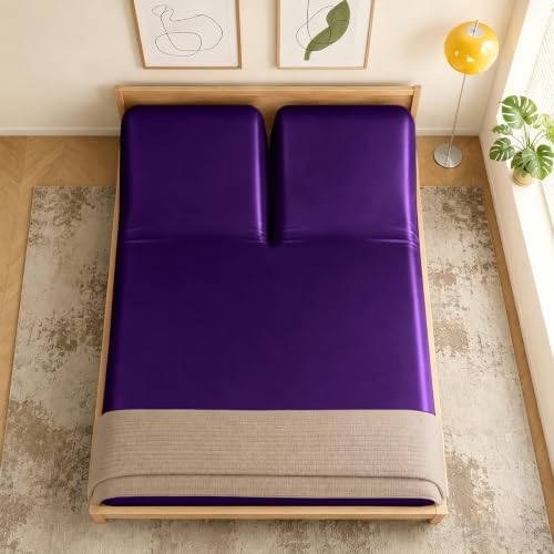 RUDONG M Split Top King Fitted Sheet Only for Adjustable Beds, Purple