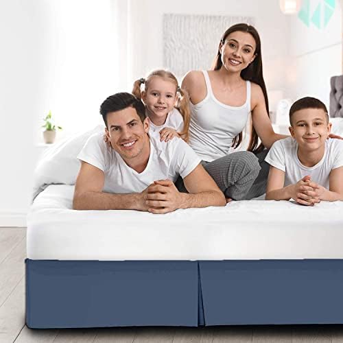 Twin XL Bed Skirt 1pc - Bed Frame and Box Spring Cover - 18-Inch Tailored Drop Pleated 800-TC Luxury Classic Look Egyptian Cotton- Easy Fit, Wrinkle, Fade, Stain Resistant