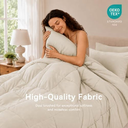 Anluoer Queen Comforter Set 7 Piece, Soft Bed in a Bag Queen Bedding Sets