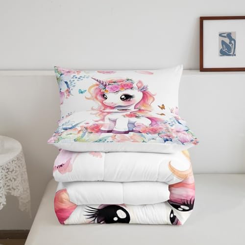 Feelyou Cute Unicorn Comforter Set Full Size Boys Girls Teens