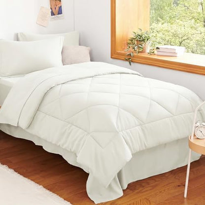 CozyLux Twin XL Comforter Set 68"x88" Ivory - 5 Piece Bed in a Bag