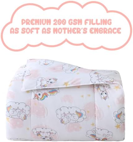 Yibeizi Kids Unicorn Full Bed Comforter Set Pink Heart Bedding