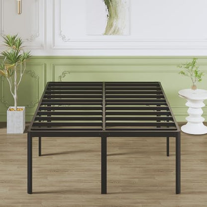 Lutown-Teen 25 Inch High Queen Bed Frame with Rounded Corner Legs, Heavy Duty Metal Queen Platform Bed Frame with Steel Slats Support, No Box Spring Needed, Noise Free, Easy Assembly